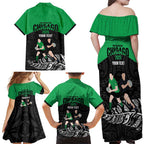New Zealand and Ireland Rugby Custom Family Matching Off Shoulder Maxi Dress and Hawaiian Shirt Chicago 2025 Go All Black Shamrocks - Aussie Hoodie