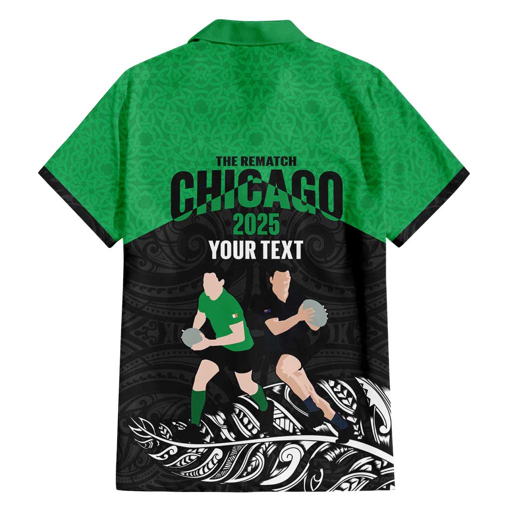 New Zealand and Ireland Rugby Custom Family Matching Puletasi and Hawaiian Shirt Chicago 2025 Go All Black Shamrocks - Aussie Hoodie