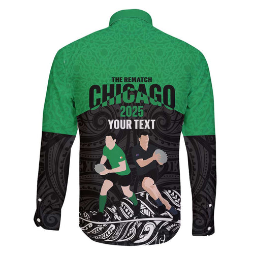 New Zealand and Ireland Rugby Custom Family Matching Puletasi and Hawaiian Shirt Chicago 2025 Go All Black Shamrocks - Aussie Hoodie