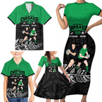 New Zealand and Ireland Rugby Custom Family Matching Short Sleeve Bodycon Dress and Hawaiian Shirt Chicago 2025 Go All Black Shamrocks - Aussie Hoodie
