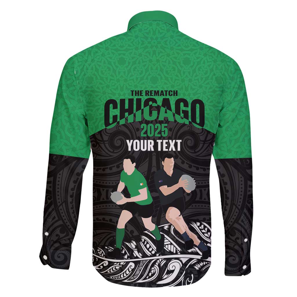 New Zealand and Ireland Rugby Custom Family Matching Short Sleeve Bodycon Dress and Hawaiian Shirt Chicago 2025 Go All Black Shamrocks - Aussie Hoodie