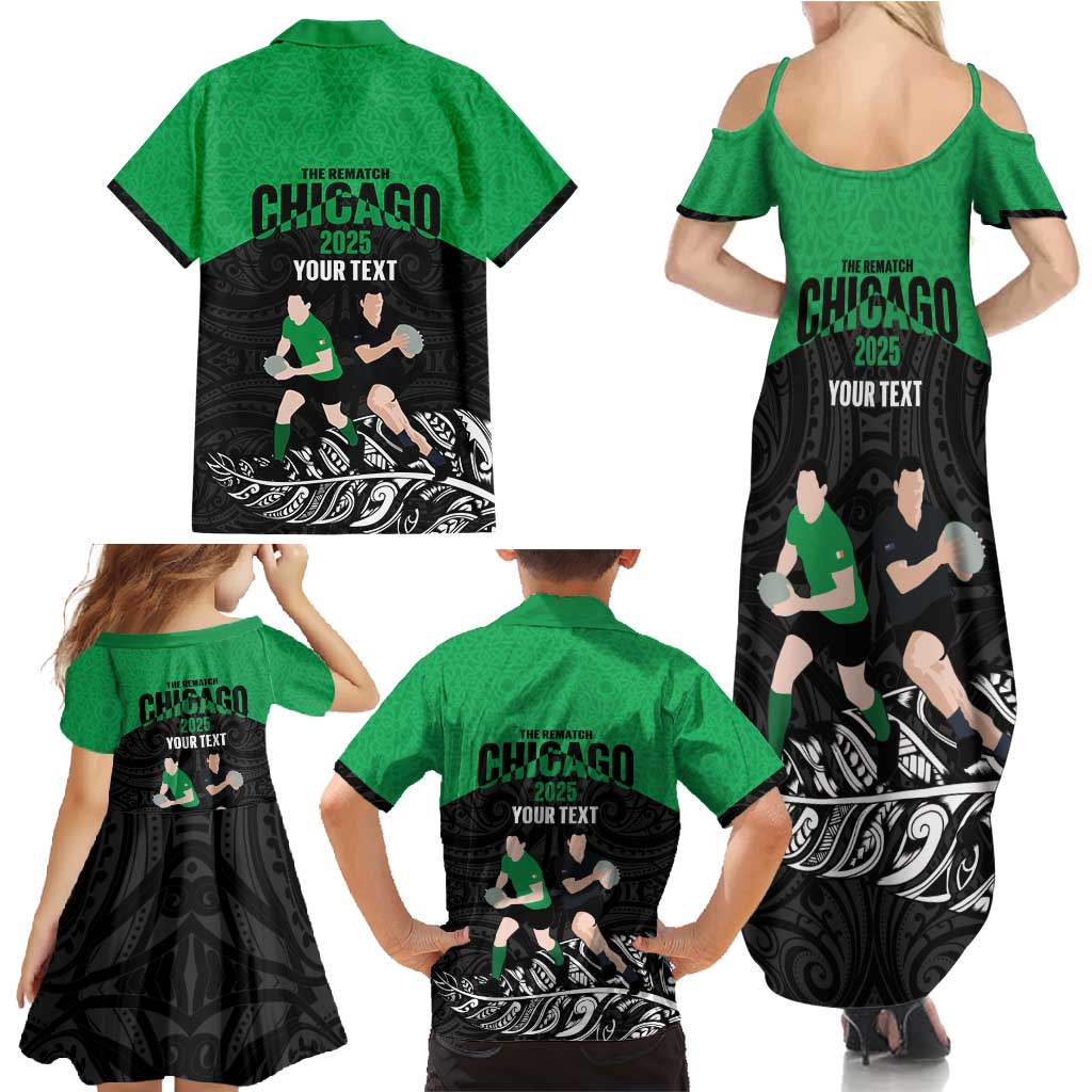 New Zealand and Ireland Rugby Custom Family Matching Summer Maxi Dress and Hawaiian Shirt Chicago 2025 Go All Black Shamrocks - Aussie Hoodie