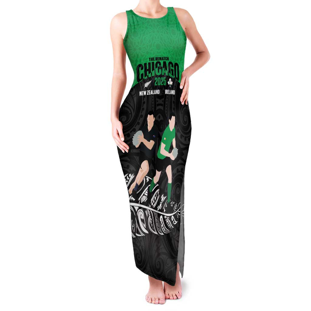 New Zealand and Ireland Rugby Custom Family Matching Tank Maxi Dress and Hawaiian Shirt Chicago 2025 Go All Black Shamrocks - Aussie Hoodie