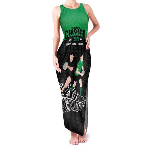 New Zealand and Ireland Rugby Custom Family Matching Tank Maxi Dress and Hawaiian Shirt Chicago 2025 Go All Black Shamrocks - Aussie Hoodie