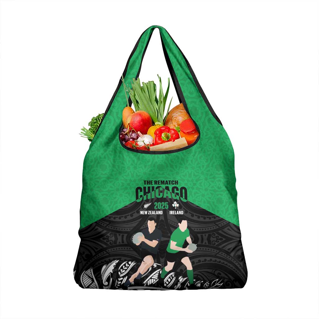 New Zealand and Ireland Rugby Grocery Bag Chicago 2025 Go All Black Shamrocks - Aussie Hoodie