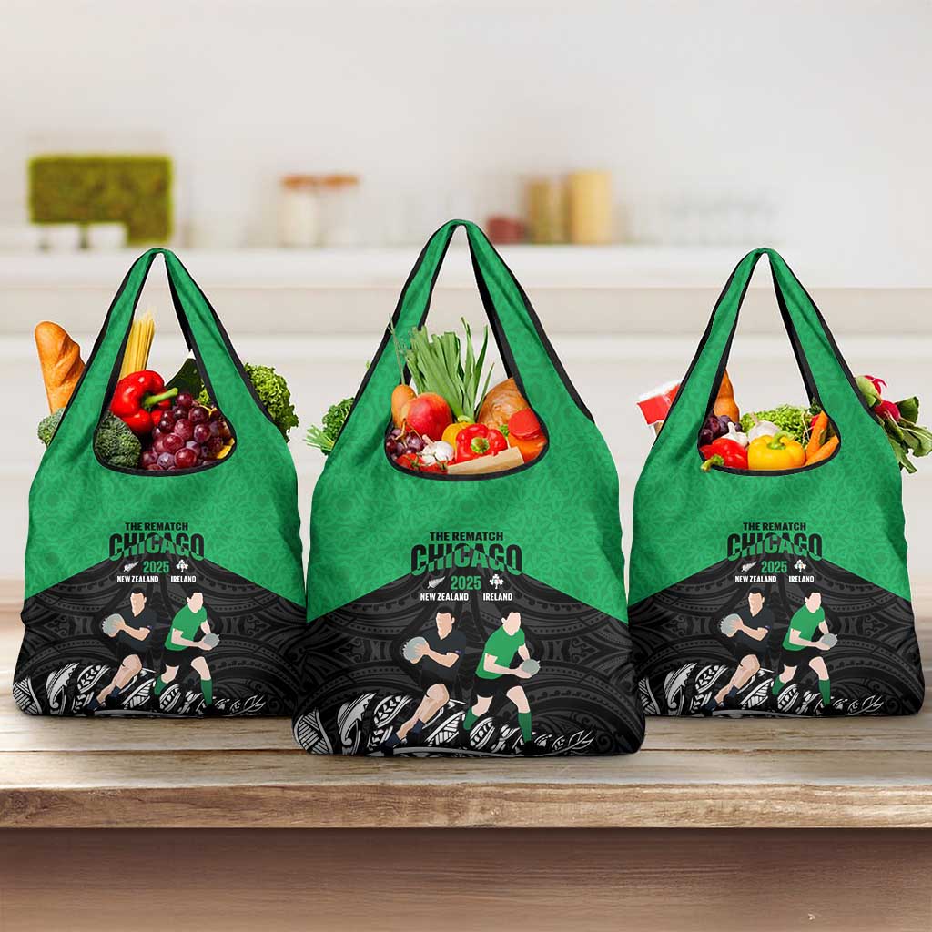 New Zealand and Ireland Rugby Grocery Bag Chicago 2025 Go All Black Shamrocks - Aussie Hoodie
