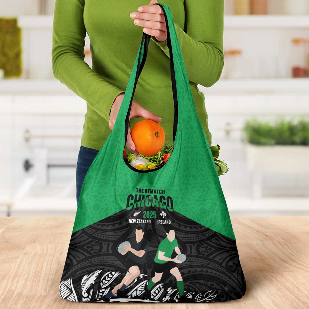New Zealand and Ireland Rugby Grocery Bag Chicago 2025 Go All Black Shamrocks - Aussie Hoodie