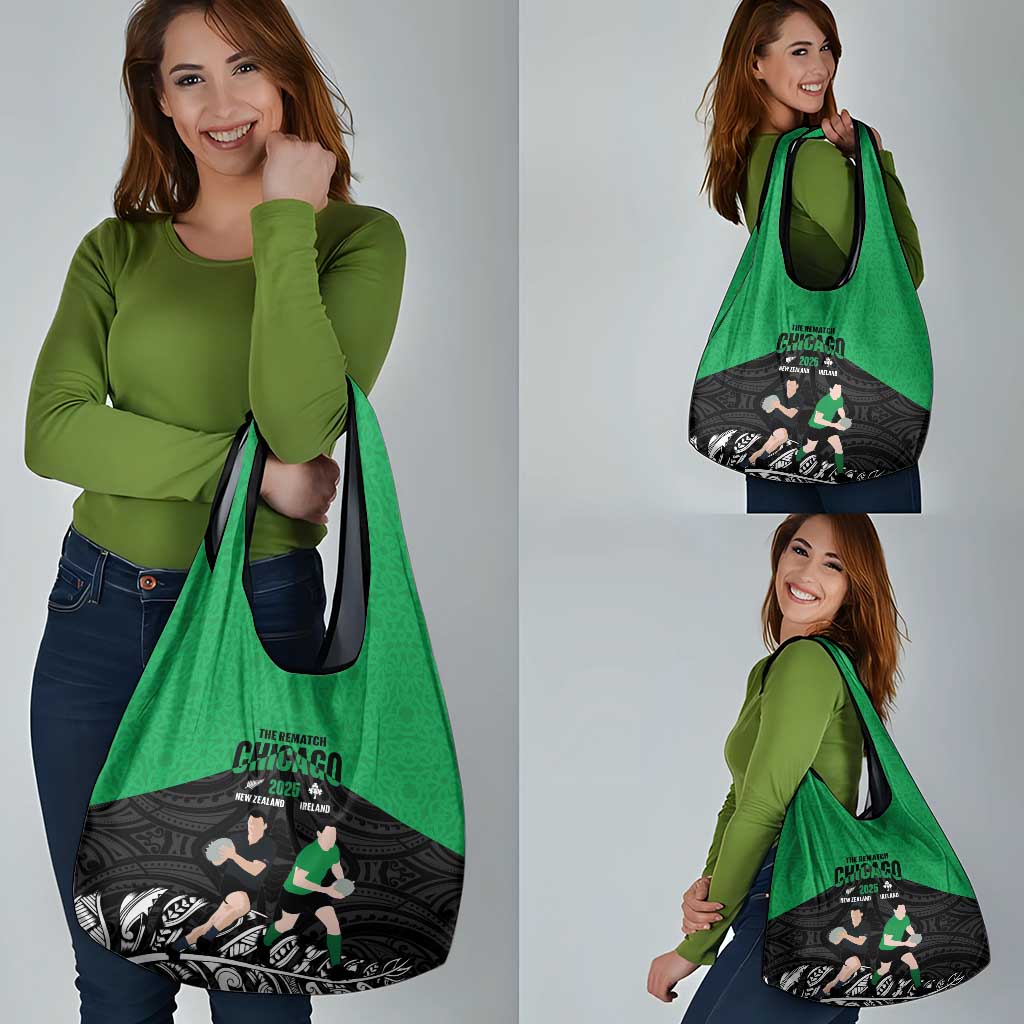 New Zealand and Ireland Rugby Grocery Bag Chicago 2025 Go All Black Shamrocks - Aussie Hoodie