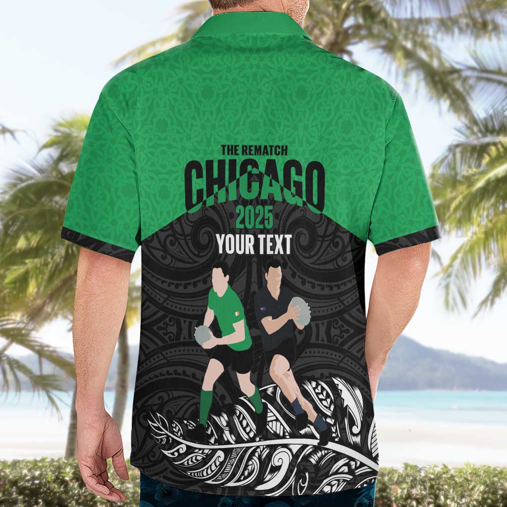 New Zealand and Ireland Rugby Custom Hawaiian Shirt Chicago 2025 Go All Black Shamrocks - Aussie Hoodie
