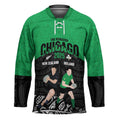 New Zealand and Ireland Rugby Custom Hockey Jersey Chicago 2025 Go All Black Shamrocks - Aussie Hoodie