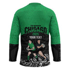 New Zealand and Ireland Rugby Custom Hockey Jersey Chicago 2025 Go All Black Shamrocks - Aussie Hoodie