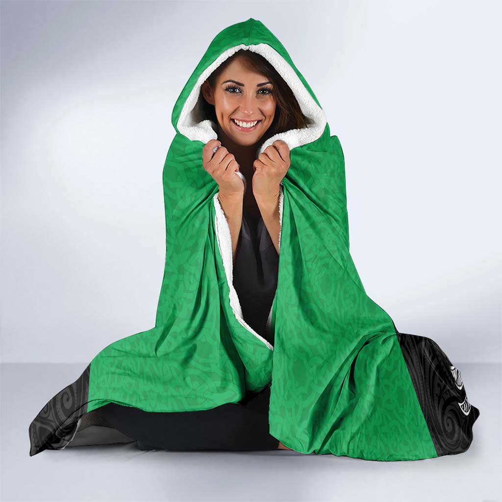 New Zealand and Ireland Rugby Hooded Blanket Chicago 2025 Go All Black Shamrocks - Aussie Hoodie