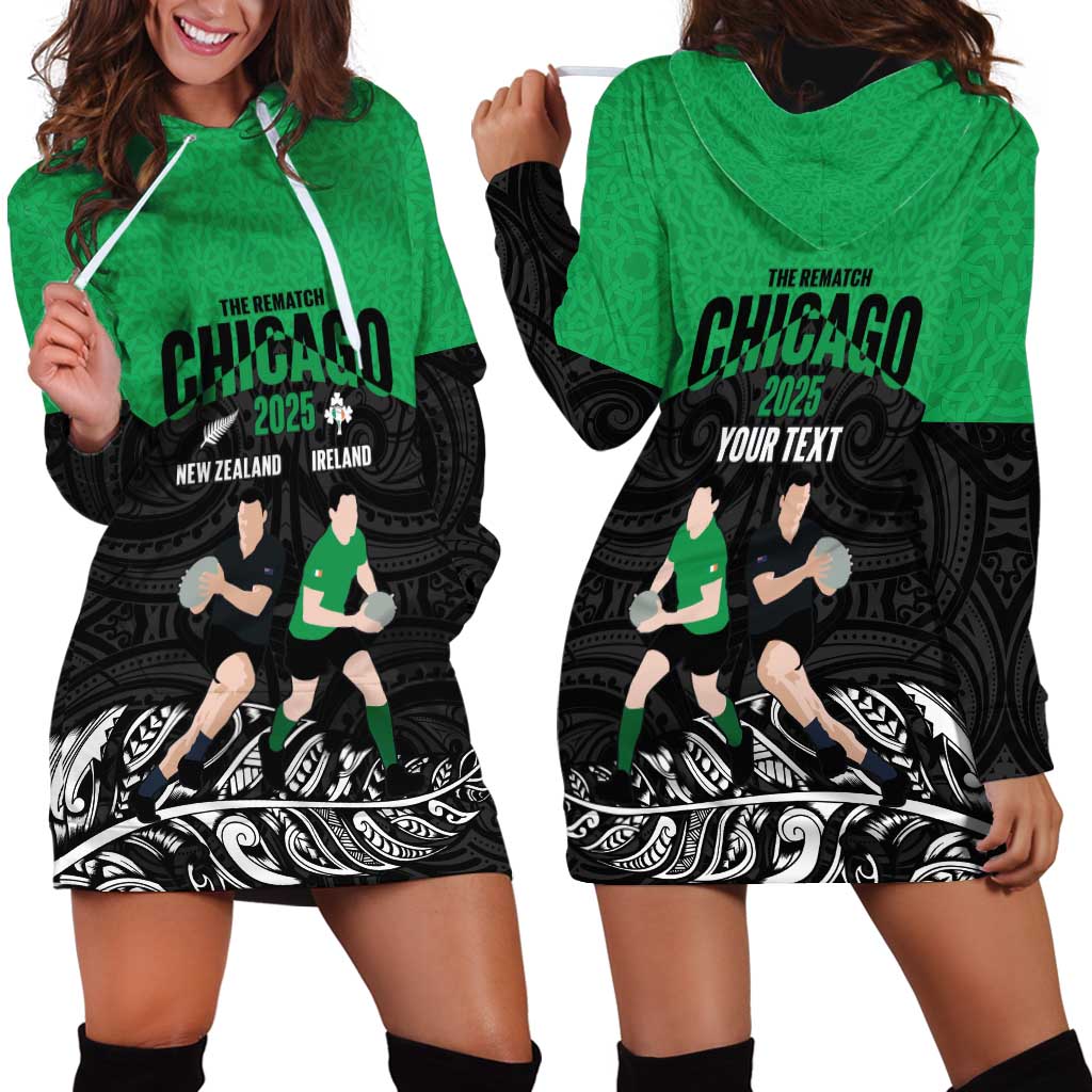 New Zealand and Ireland Rugby Custom Hoodie Dress Chicago 2025 Go All Black Shamrocks - Aussie Hoodie