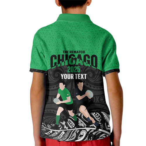 New Zealand and Ireland Rugby Custom Kid Polo Shirt Chicago 2025 Go All Black Shamrocks - Aussie Hoodie