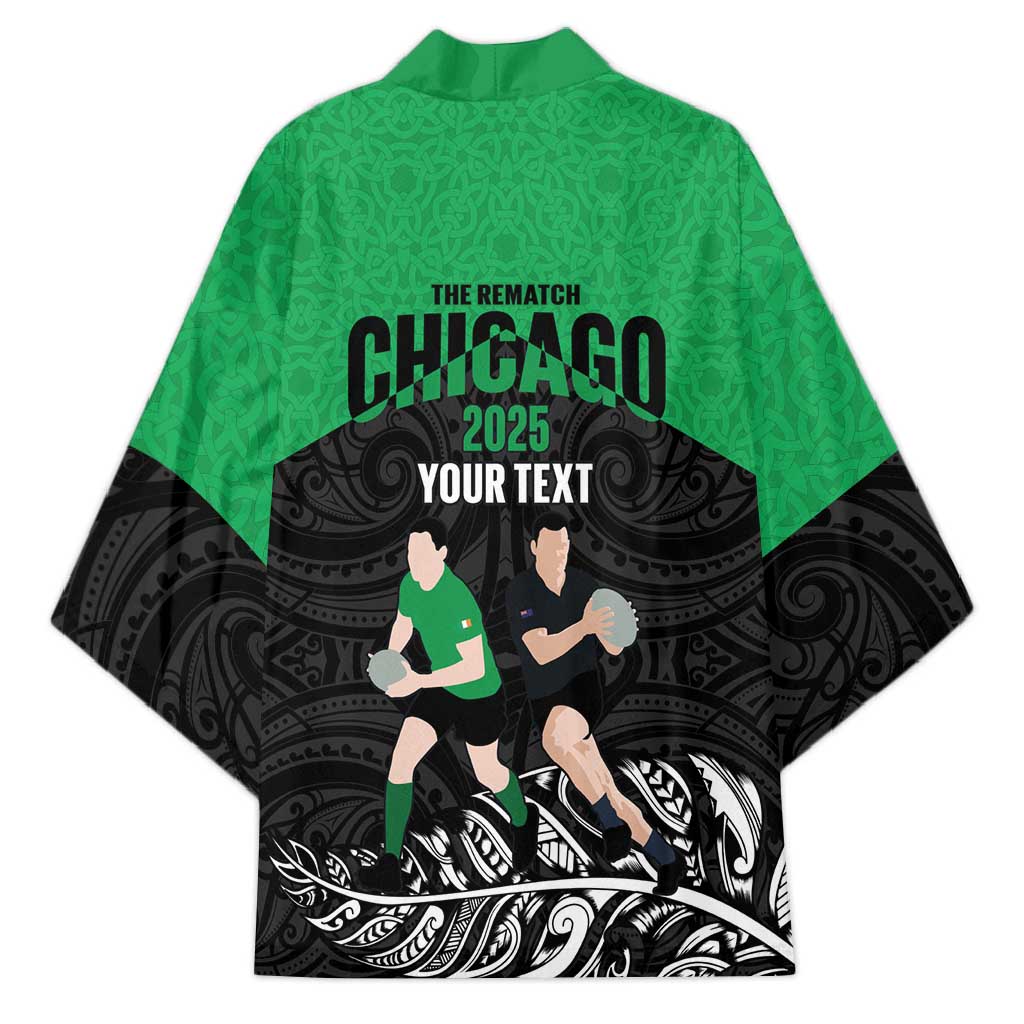 New Zealand and Ireland Rugby Custom Kimono Chicago 2025 Go All Black Shamrocks - Aussie Hoodie
