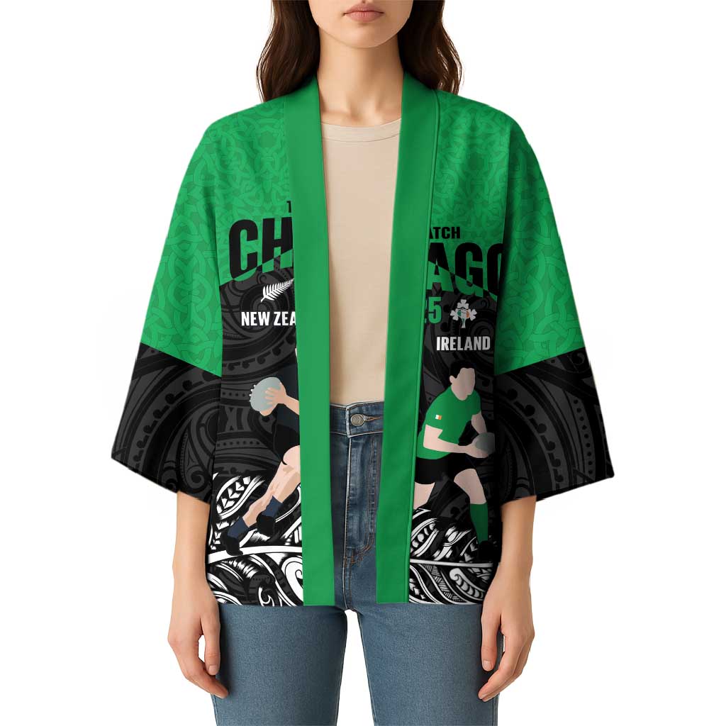 New Zealand and Ireland Rugby Custom Kimono Chicago 2025 Go All Black Shamrocks - Aussie Hoodie