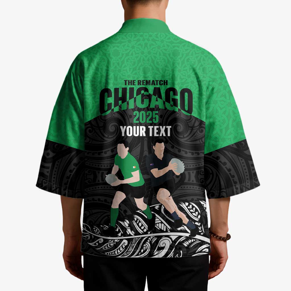 New Zealand and Ireland Rugby Custom Kimono Chicago 2025 Go All Black Shamrocks - Aussie Hoodie