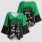 New Zealand and Ireland Rugby Custom Kimono Sleeve Blouse Chicago 2025 Go All Black Shamrocks - Aussie Hoodie