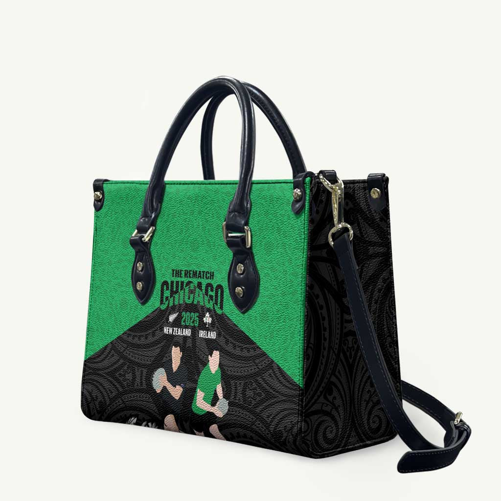 New Zealand and Ireland Rugby Leather Bag Chicago 2025 Go All Black Shamrocks - Aussie Hoodie