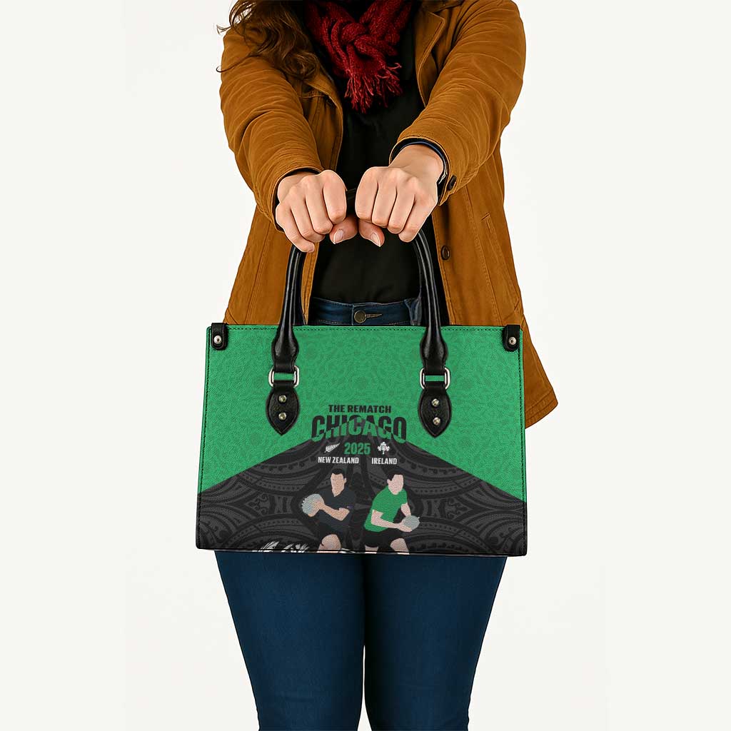 New Zealand and Ireland Rugby Leather Bag Chicago 2025 Go All Black Shamrocks - Aussie Hoodie