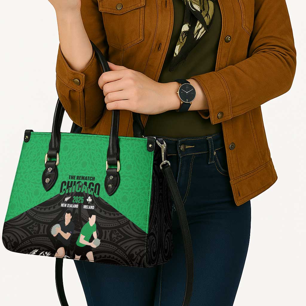 New Zealand and Ireland Rugby Leather Bag Chicago 2025 Go All Black Shamrocks - Aussie Hoodie
