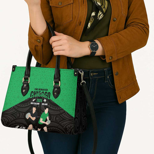 New Zealand and Ireland Rugby Leather Bag Chicago 2025 Go All Black Shamrocks - Aussie Hoodie