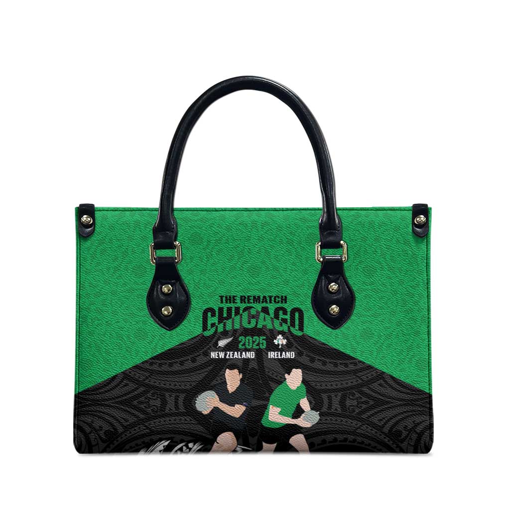 New Zealand and Ireland Rugby Leather Bag Chicago 2025 Go All Black Shamrocks - Aussie Hoodie