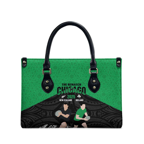 New Zealand and Ireland Rugby Leather Bag Chicago 2025 Go All Black Shamrocks - Aussie Hoodie
