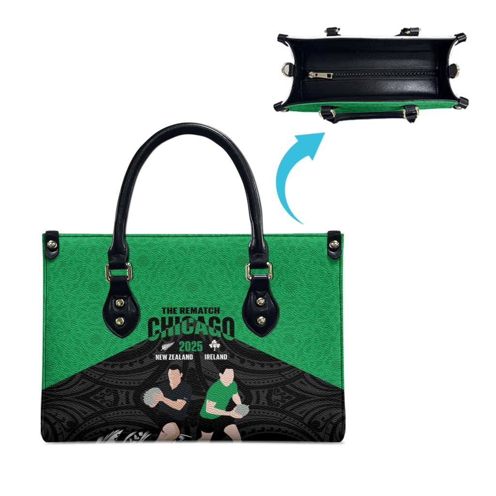 New Zealand and Ireland Rugby Leather Bag Chicago 2025 Go All Black Shamrocks - Aussie Hoodie