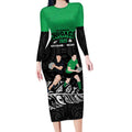 New Zealand and Ireland Rugby Custom Long Sleeve Bodycon Dress Chicago 2025 Go All Black Shamrocks - Aussie Hoodie