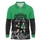 New Zealand and Ireland Rugby Custom Long Sleeve Polo Shirt Chicago 2025 Go All Black Shamrocks - Aussie Hoodie