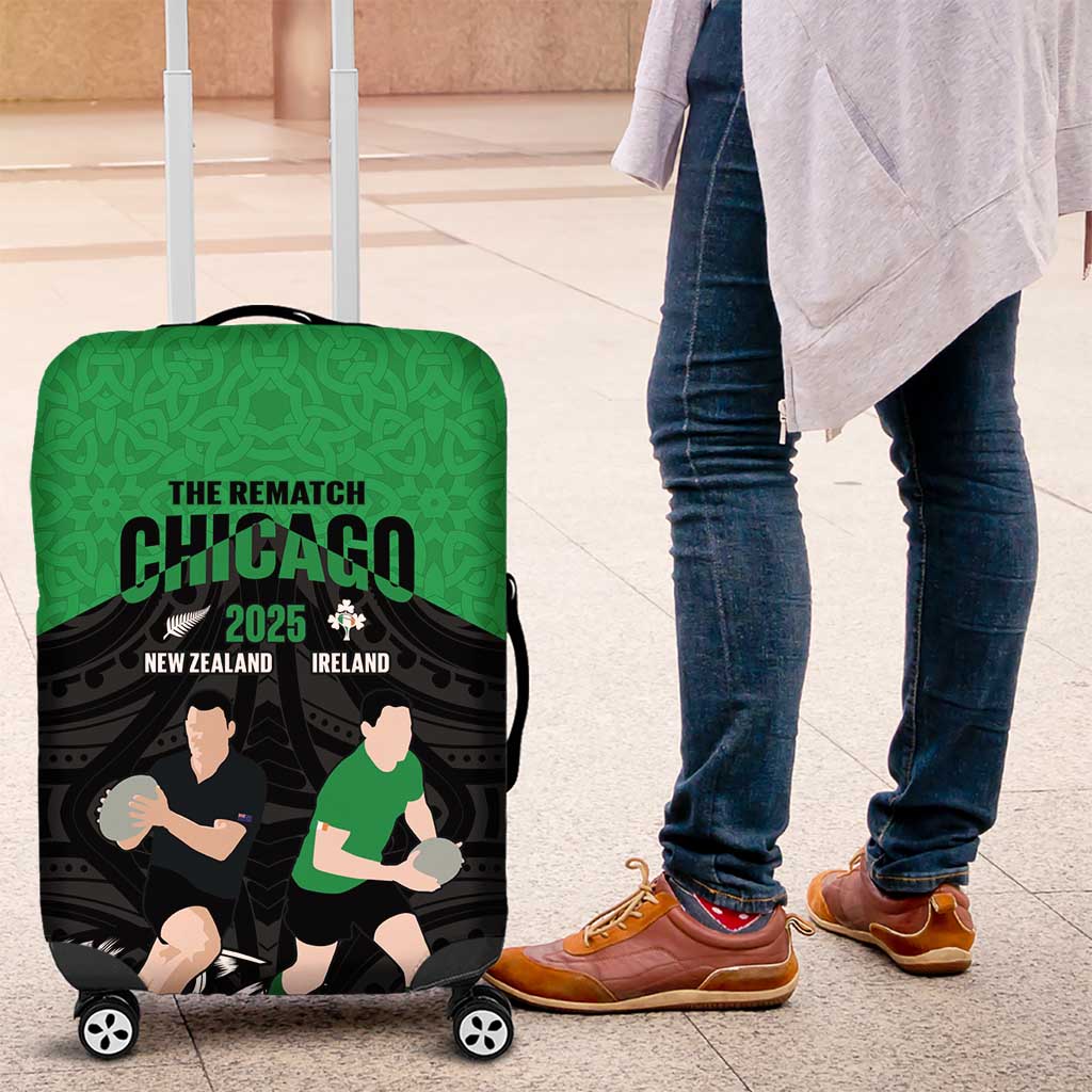 New Zealand and Ireland Rugby Luggage Cover Chicago 2025 Go All Black Shamrocks - Aussie Hoodie