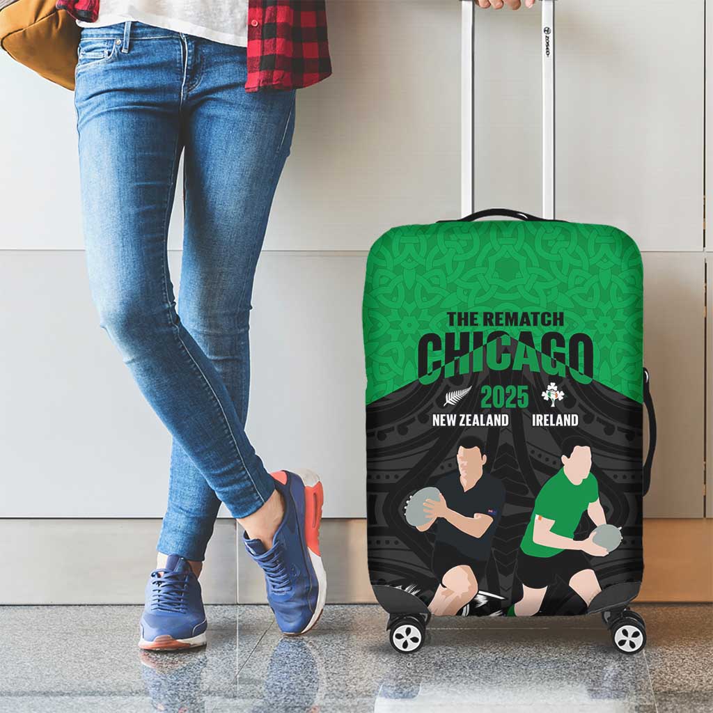 New Zealand and Ireland Rugby Luggage Cover Chicago 2025 Go All Black Shamrocks - Aussie Hoodie