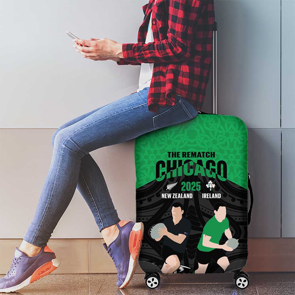 New Zealand and Ireland Rugby Luggage Cover Chicago 2025 Go All Black Shamrocks - Aussie Hoodie
