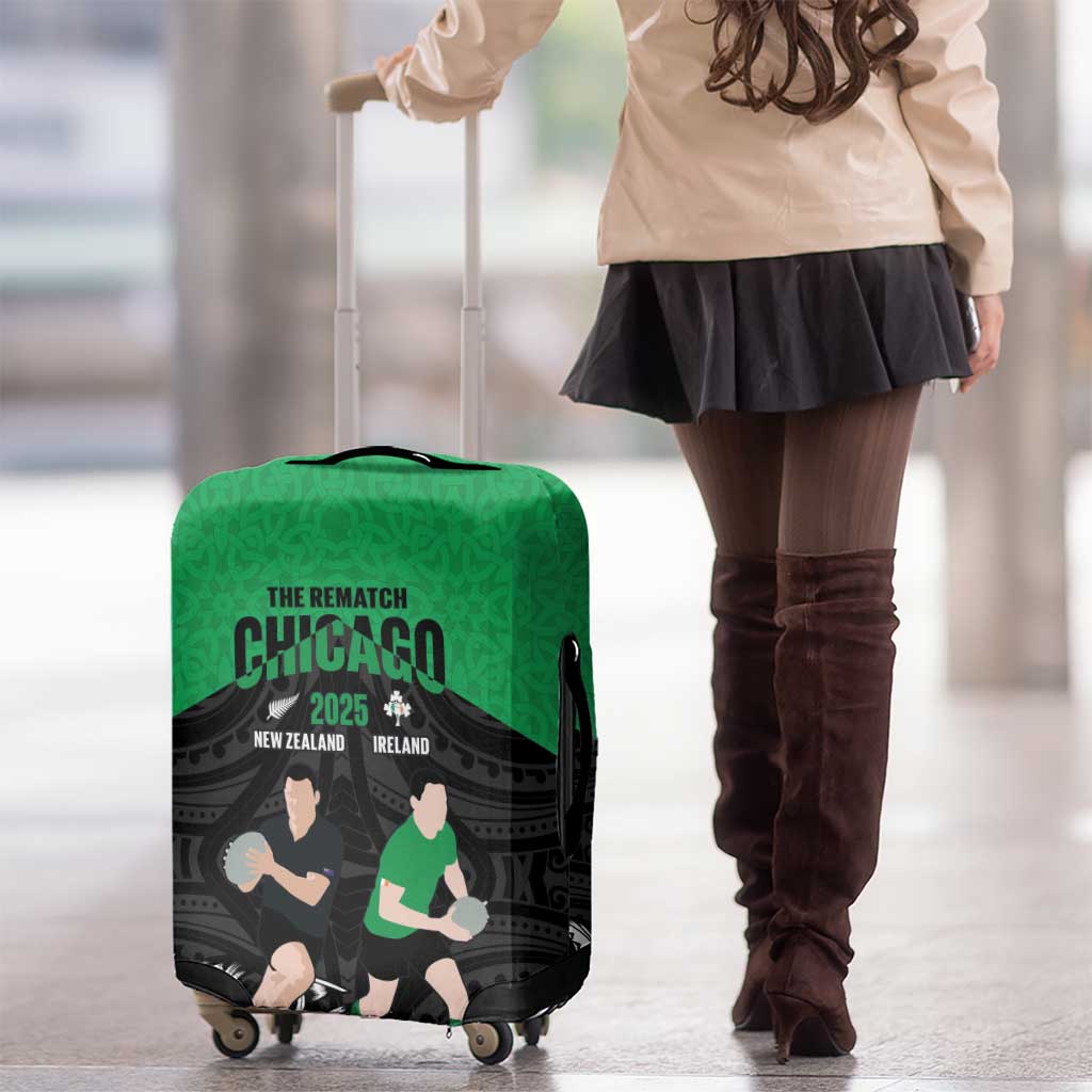 New Zealand and Ireland Rugby Luggage Cover Chicago 2025 Go All Black Shamrocks - Aussie Hoodie