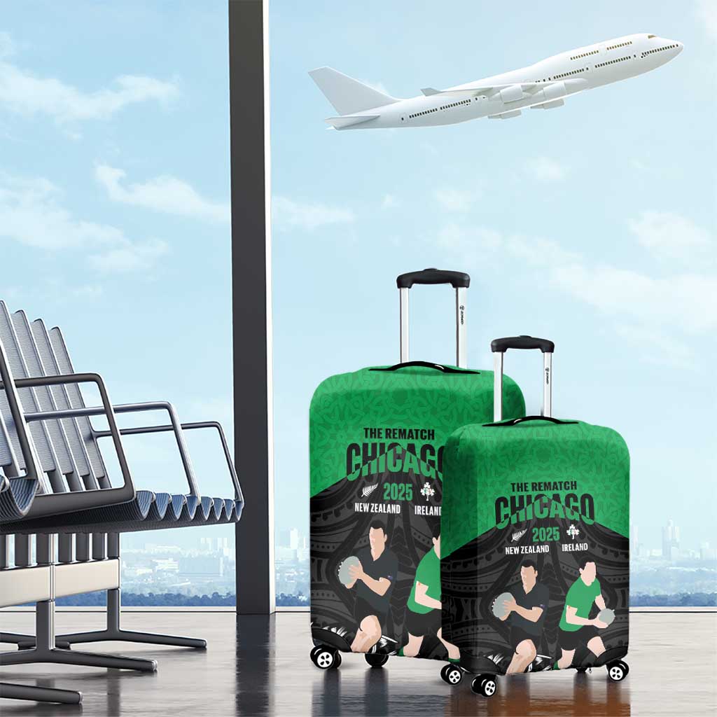 New Zealand and Ireland Rugby Luggage Cover Chicago 2025 Go All Black Shamrocks - Aussie Hoodie