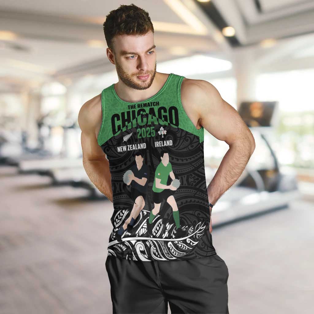 New Zealand and Ireland Rugby Custom Men Tank Top Chicago 2025 Go All Black Shamrocks - Aussie Hoodie