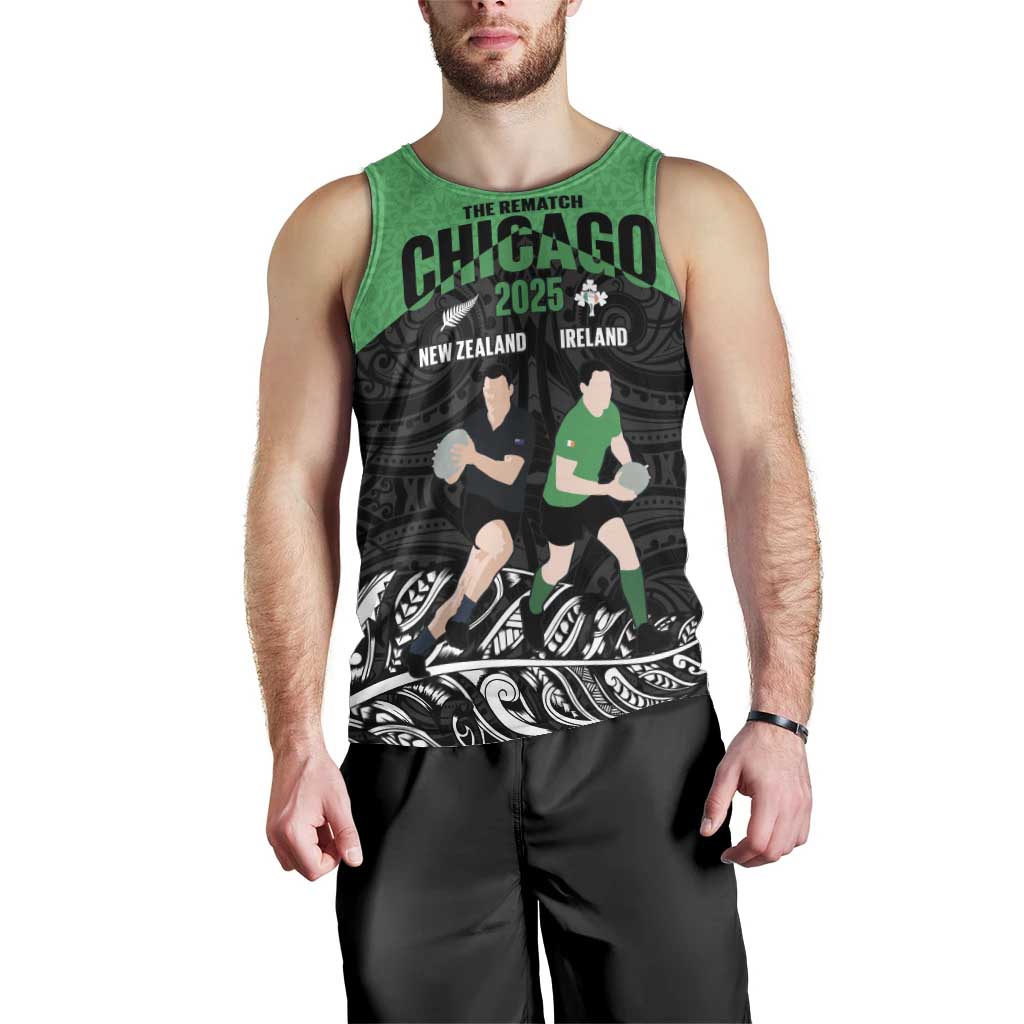 New Zealand and Ireland Rugby Custom Men Tank Top Chicago 2025 Go All Black Shamrocks - Aussie Hoodie