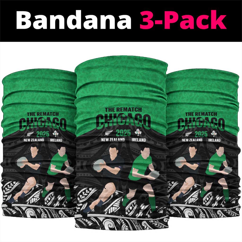 New Zealand and Ireland Rugby Neck Gaiter Chicago 2025 Go All Black Shamrocks - Aussie Hoodie