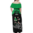 New Zealand and Ireland Rugby Custom Off Shoulder Maxi Dress Chicago 2025 Go All Black Shamrocks - Aussie Hoodie