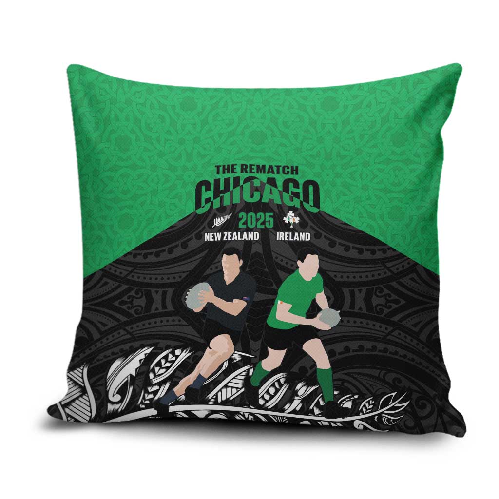 New Zealand and Ireland Rugby Pillow Cover Chicago 2025 Go All Black Shamrocks - Aussie Hoodie