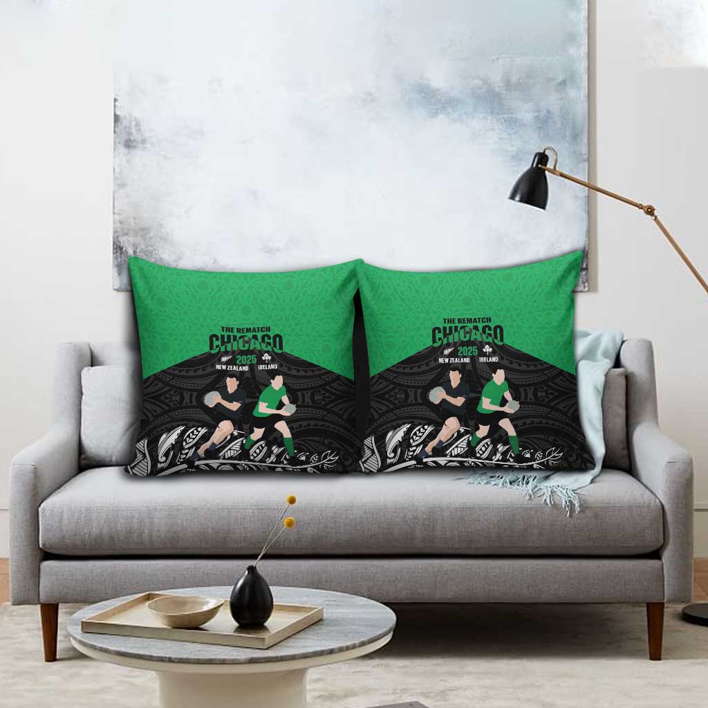 New Zealand and Ireland Rugby Pillow Cover Chicago 2025 Go All Black Shamrocks - Aussie Hoodie