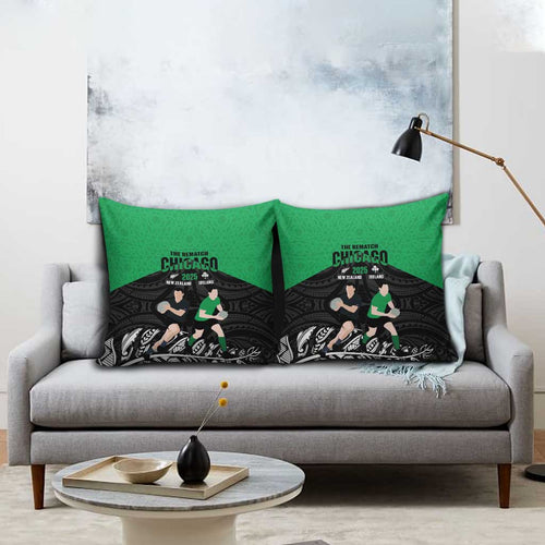 New Zealand and Ireland Rugby Pillow Cover Chicago 2025 Go All Black Shamrocks - Aussie Hoodie