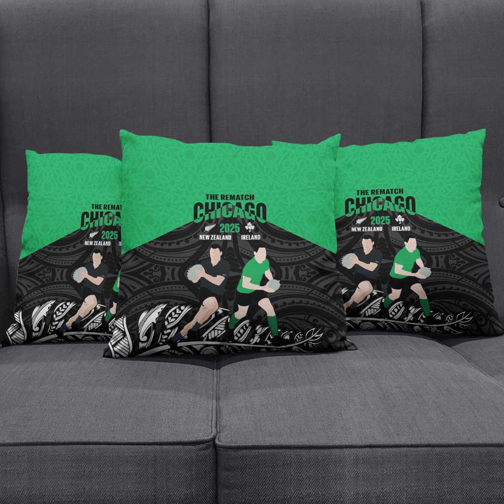 New Zealand and Ireland Rugby Pillow Cover Chicago 2025 Go All Black Shamrocks - Aussie Hoodie