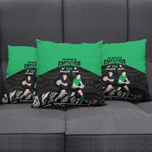 New Zealand and Ireland Rugby Pillow Cover Chicago 2025 Go All Black Shamrocks - Aussie Hoodie