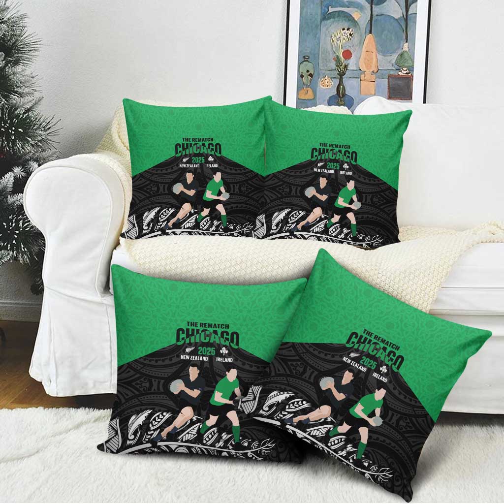 New Zealand and Ireland Rugby Pillow Cover Chicago 2025 Go All Black Shamrocks - Aussie Hoodie