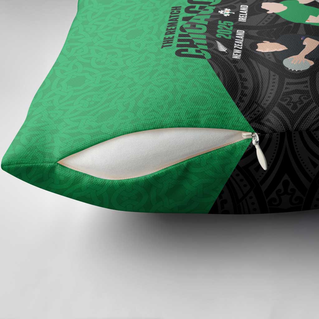New Zealand and Ireland Rugby Pillow Cover Chicago 2025 Go All Black Shamrocks - Aussie Hoodie