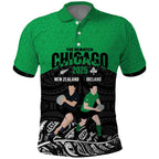New Zealand and Ireland Rugby Custom Polo Shirt Chicago 2025 Go All Black Shamrocks - Aussie Hoodie