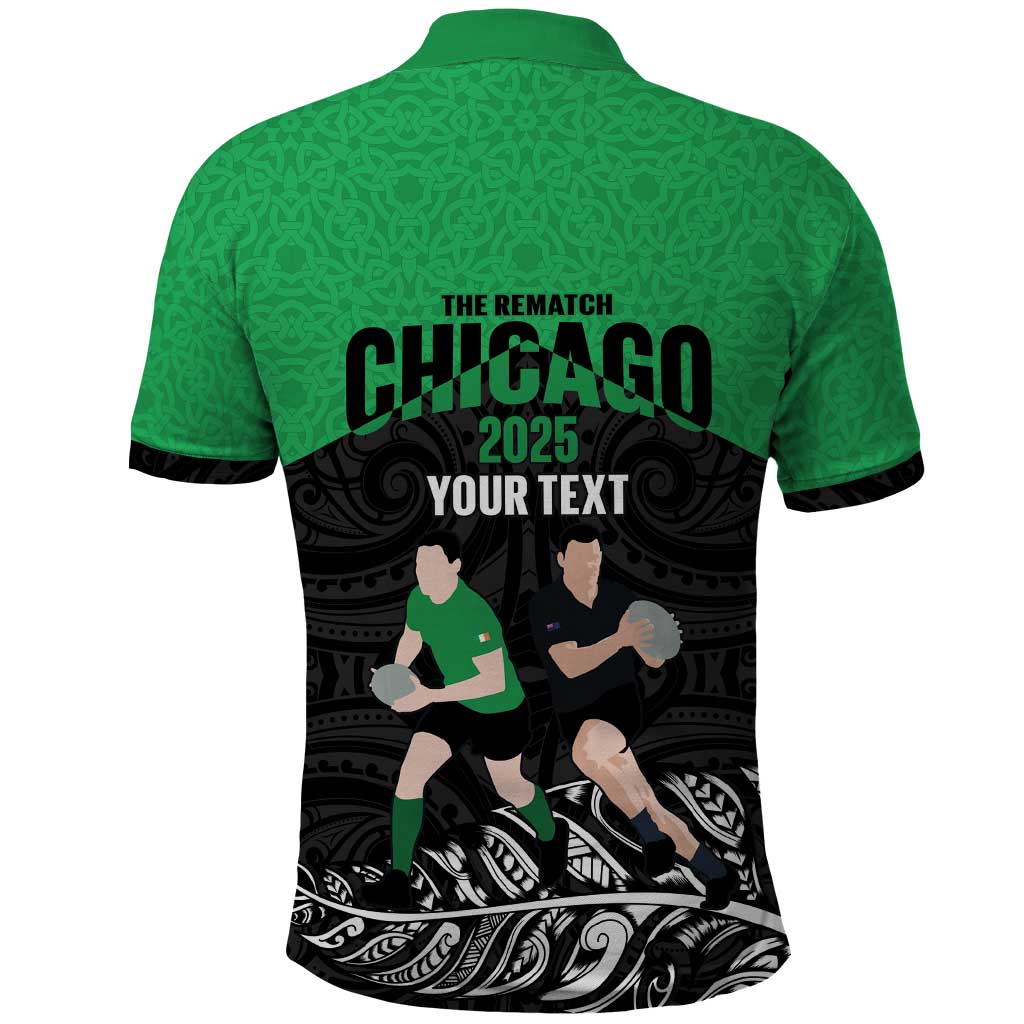 New Zealand and Ireland Rugby Custom Polo Shirt Chicago 2025 Go All Black Shamrocks - Aussie Hoodie