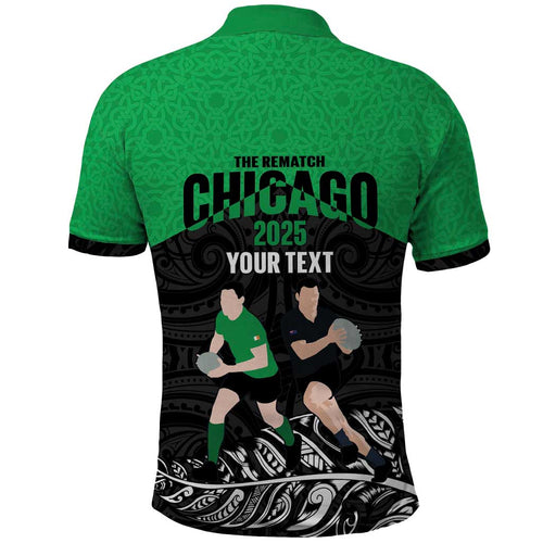 New Zealand and Ireland Rugby Custom Polo Shirt Chicago 2025 Go All Black Shamrocks - Aussie Hoodie